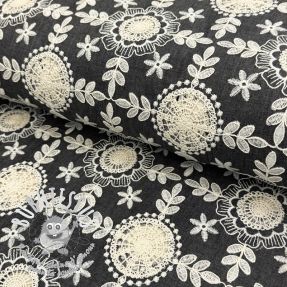 Tissu coton JEANS EMBROIDERY Niva design D