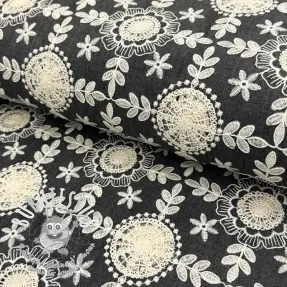 Tissu coton JEANS EMBROIDERY Niva design D