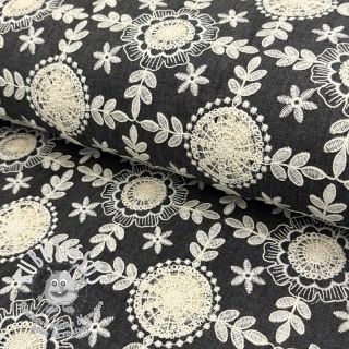 Tissu coton JEANS EMBROIDERY Niva design D