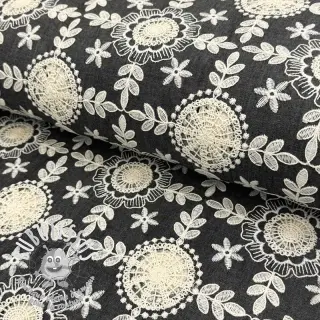 Tissu coton JEANS EMBROIDERY Niva design D
