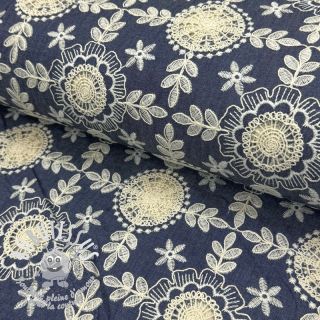 Tissu coton JEANS EMBROIDERY Niva design B