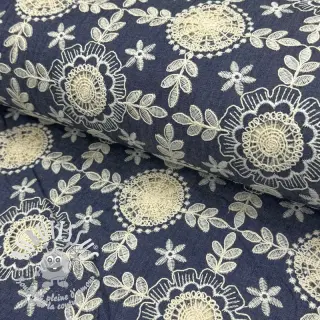 Tissu coton JEANS EMBROIDERY Niva design B