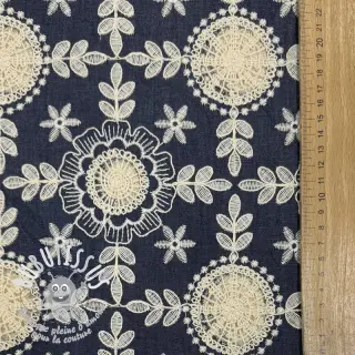 Tissu coton JEANS EMBROIDERY Niva design B