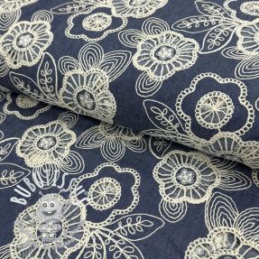Tissu coton JEANS EMBROIDERY Niva design A