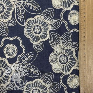 Tissu coton JEANS EMBROIDERY Niva design A