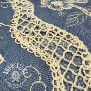Tissu coton JEANS EMBROIDERY Flora design B
