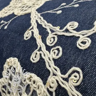 Tissu coton JEANS EMBROIDERY Flora design C