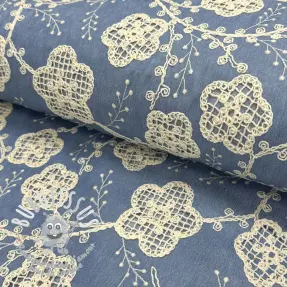 Tissu coton JEANS EMBROIDERY Flora design D