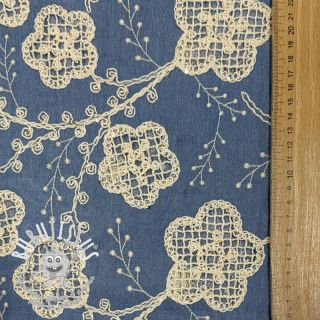 Tissu coton JEANS EMBROIDERY Flora design D