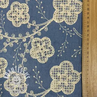 Tissu coton JEANS EMBROIDERY Flora design D