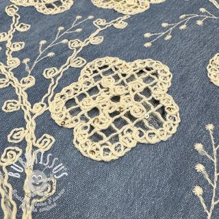 Tissu coton JEANS EMBROIDERY Flora design D