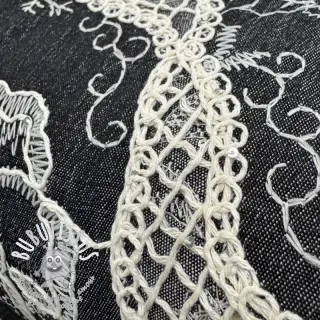 Tissu coton JEANS EMBROIDERY Flora design E