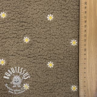 Tissu de manteau TEDDY EMBROIDERY Mini taupe