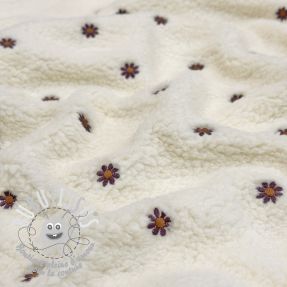 Tissu de manteau TEDDY EMBROIDERY Mini ecru