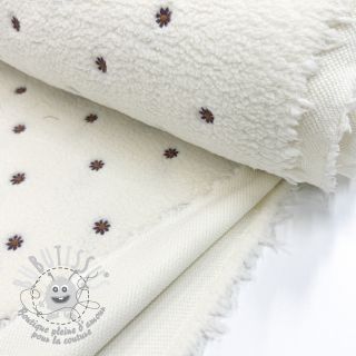 Tissu de manteau TEDDY EMBROIDERY Mini ecru